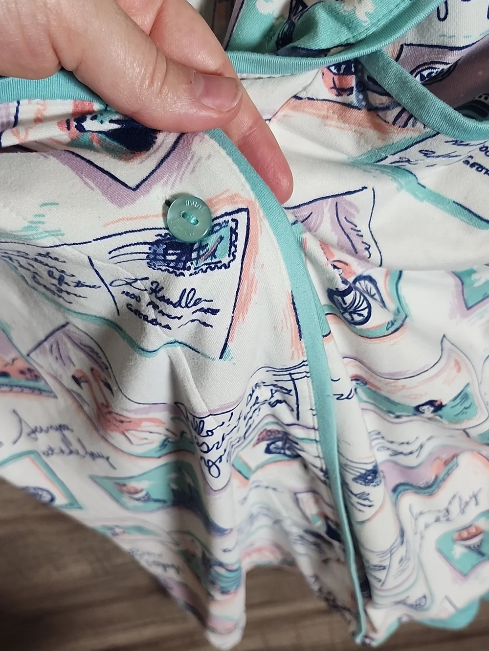 Munki Munki Cropped Short Sleeve Pajama Set In Summer Postcard Print